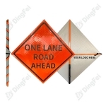 One Lane Road Ahead Work Zone Reflective Roll Up Traffic Sign - 